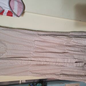 BloomChic Tan&White Maxi A-Line Dress